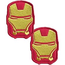 Heiorpai 2Pcs Avengers Iron Man Military Patch Embroidered Decorative Hook and Loop Fasteners Backing Patch