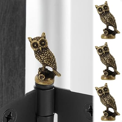 SnugMag Brass Owl Hinge Heads Decorative Topper - Magnetic Door Hinge Toppers Set of 3 - Bird Magnet Charms for Home Decoration - Whimsical Gift Idea