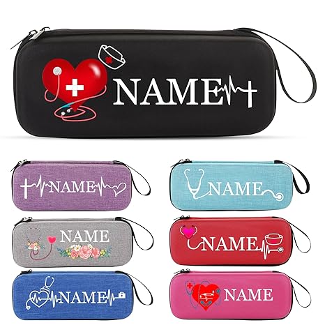Personalized Stethoscope Case, Custom Name Stethoscope Carrying Case, Hard Carrying Lightweight Travel Case with Mesh Pocket Organizer, Ideal for Nurses, Doctors, Medical Assistants, Nurses Week Gift
