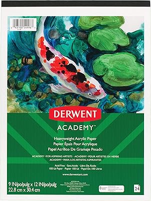 Derwent Academy Paper Pad, Heavyweight, Acrylic, 24 Sheets, 9 x 12 54996
